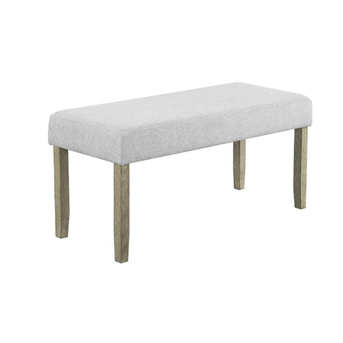 Koji Dining Bench, Gray Fabric Padded Seat, Brown Wood Frame, 42 Inch - BM340155