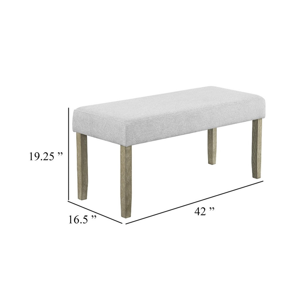 Koji Dining Bench, Gray Fabric Padded Seat, Brown Wood Frame, 42 Inch - BM340155