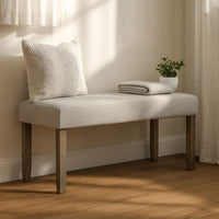 Koji Dining Bench, Gray Fabric Padded Seat, Brown Wood Frame, 42 Inch - BM340155