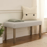 Koji Dining Bench, Gray Fabric Padded Seat, Brown Wood Frame, 42 Inch - BM340155