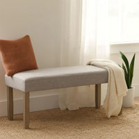 Koji Dining Bench, Gray Fabric Padded Seat, Brown Wood Frame, 42 Inch - BM340155