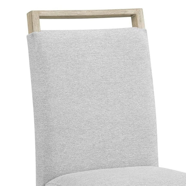Koji Dining Chair Set of 2, Gray Fabric Padded Seat, Brown Wood Frame - BM340156