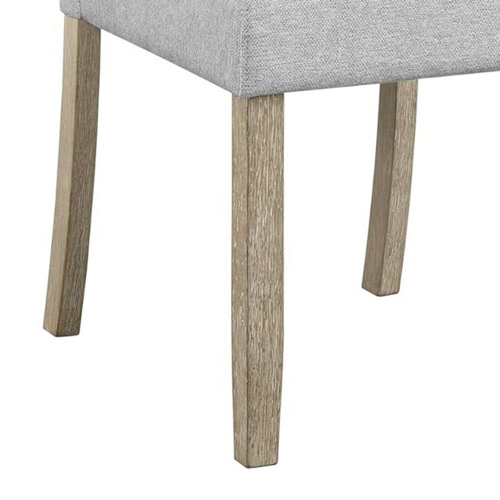 Koji Dining Chair Set of 2, Gray Fabric Padded Seat, Brown Wood Frame - BM340156