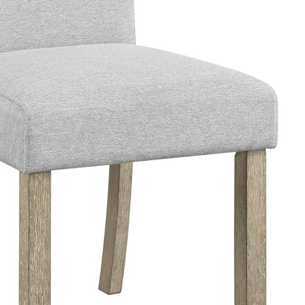 Koji Dining Chair Set of 2, Gray Fabric Padded Seat, Brown Wood Frame - BM340156