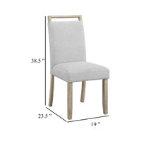 Koji Dining Chair Set of 2, Gray Fabric Padded Seat, Brown Wood Frame - BM340156