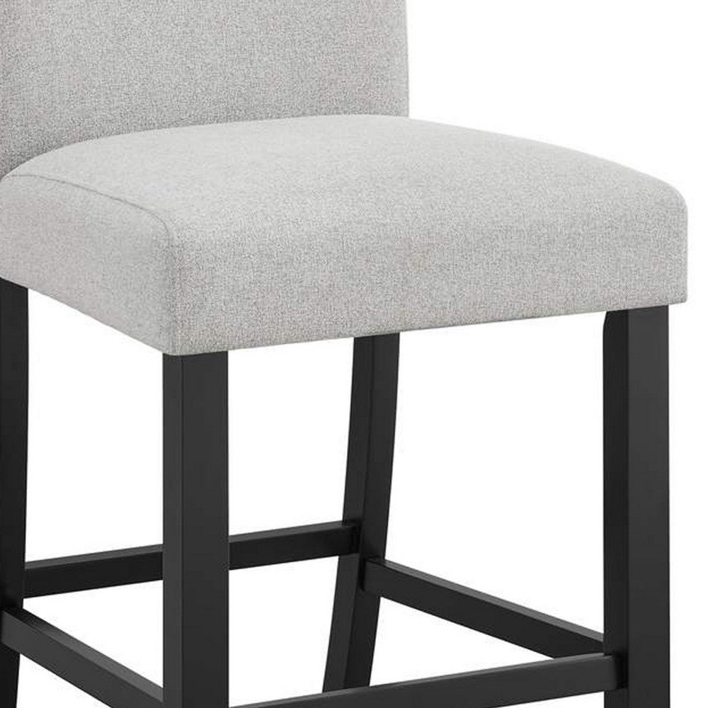 Riac Set of 2 Counter Height Chairs, Black Wood, Dove Gray Fabric Seat - BM340157