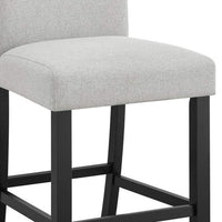Riac Set of 2 Counter Height Chairs, Black Wood, Dove Gray Fabric Seat - BM340157