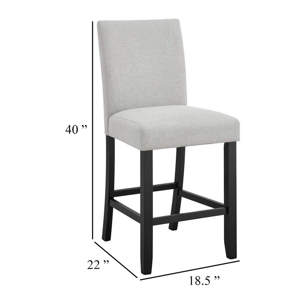 Riac Set of 2 Counter Height Chairs, Black Wood, Dove Gray Fabric Seat - BM340157