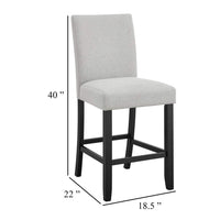 Riac Set of 2 Counter Height Chairs, Black Wood, Dove Gray Fabric Seat - BM340157