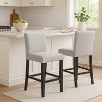 Riac Set of 2 Counter Height Chairs, Black Wood, Dove Gray Fabric Seat - BM340157