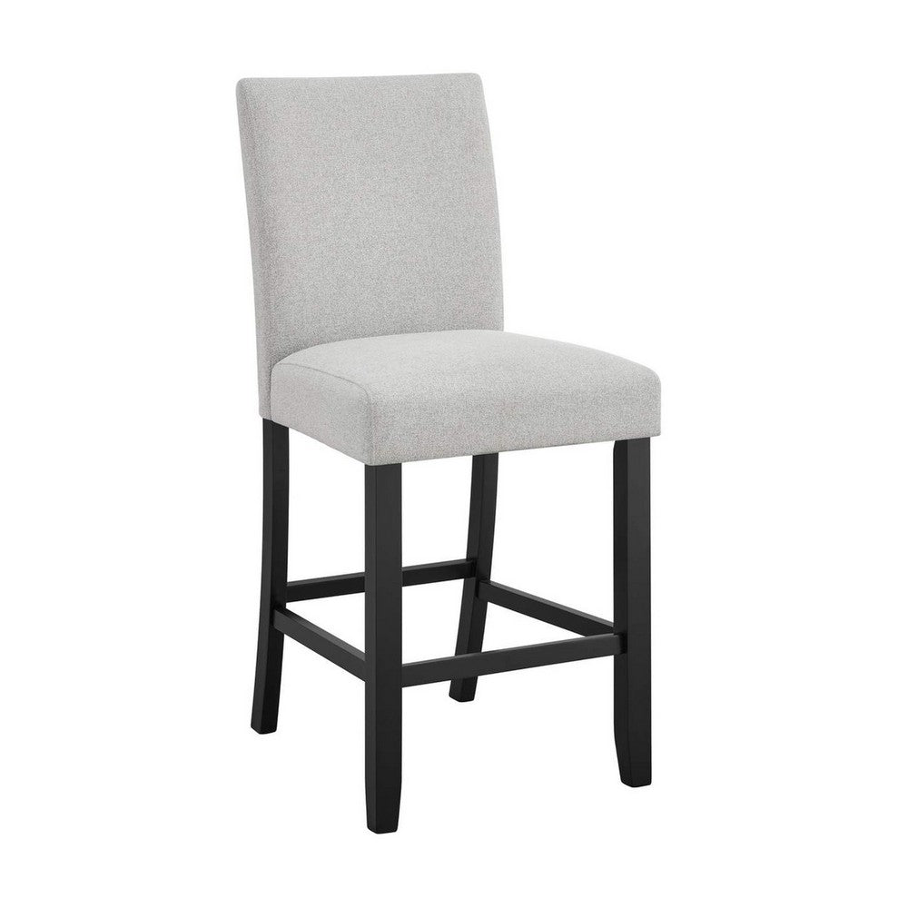 Riac Set of 2 Counter Height Chairs, Black Wood, Dove Gray Fabric Seat - BM340157