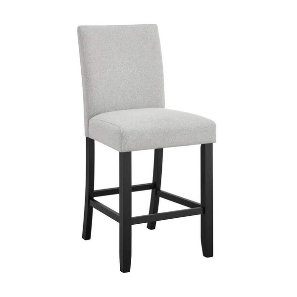 Riac Set of 2 Counter Height Chairs, Black Wood, Dove Gray Fabric Seat - BM340157