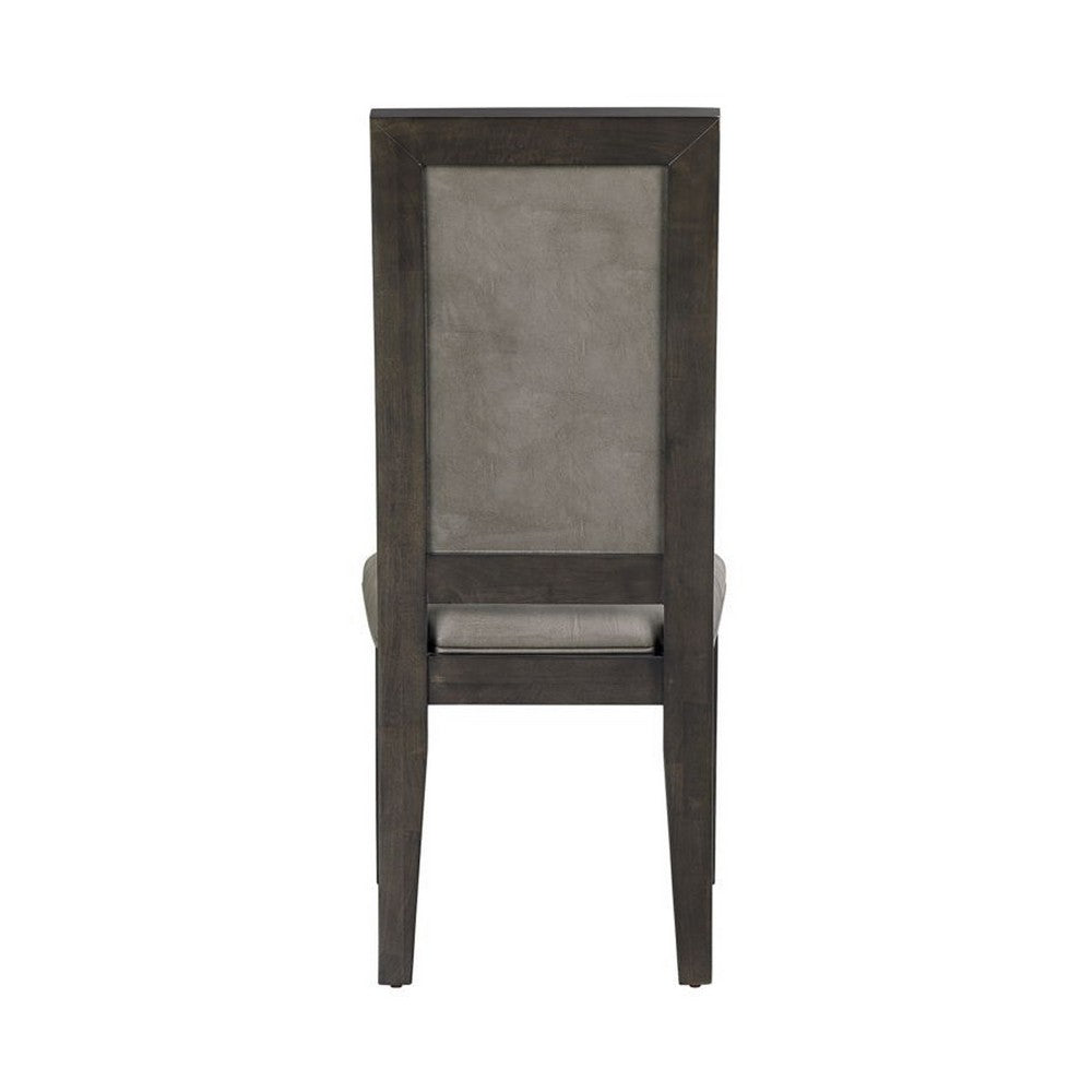 Jefy Side Dining Chair Set of 2, Gray Faux Leather, Espresso Brown Wood - BM340159