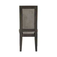 Jefy Side Dining Chair Set of 2, Gray Faux Leather, Espresso Brown Wood - BM340159