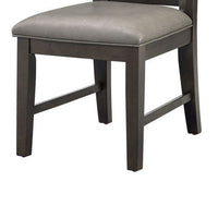 Jefy Side Dining Chair Set of 2, Gray Faux Leather, Espresso Brown Wood - BM340159