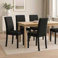 Syon Dining Chair Set of 4, Black Wood Frame, Fabric Seat and Backrest - BM340161