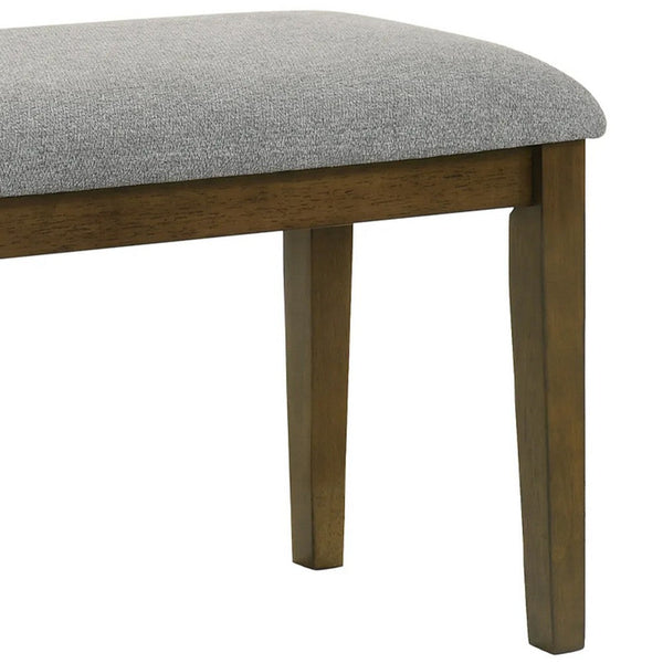 Lyoi Dining Bench, 47 Inch Gray Rectangular Fabric Seat, Brown Wood - BM340163