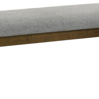 Lyoi Dining Bench, 47 Inch Gray Rectangular Fabric Seat, Brown Wood - BM340163