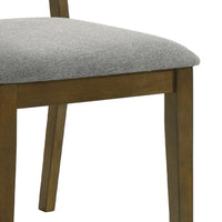 Lyoi Dining Chair Set of 2, Gray Padded Fabric Seat, Brown Wood Legs - BM340164
