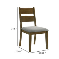 Lyoi Dining Chair Set of 2, Gray Padded Fabric Seat, Brown Wood Legs - BM340164