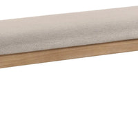 Aruk Dining Bench, 47 Inch Khaki Rectangular Fabric Seat, Brown Wood - BM340165