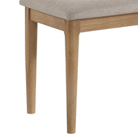 Aruk Dining Bench, 47 Inch Khaki Rectangular Fabric Seat, Brown Wood - BM340165