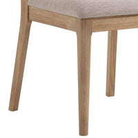 Aruk Dining Chair Set of 2, Khaki Padded Fabric Seat, Brown Wood Legs - BM340166