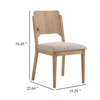 Aruk Dining Chair Set of 2, Khaki Padded Fabric Seat, Brown Wood Legs - BM340166