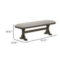 Omal Dining Bench, Brown Wood, 53 Inch Rectangular Gray Fabric Seat - BM340168