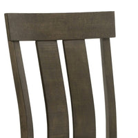 Omal Set of 2 Dining Chairs, Brown Wood Slatted Back, Gray Fabric Seat - BM340169