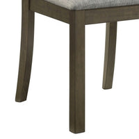 Omal Set of 2 Dining Chairs, Brown Wood Slatted Back, Gray Fabric Seat - BM340169