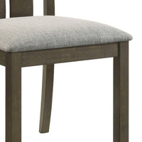Omal Set of 2 Dining Chairs, Brown Wood Slatted Back, Gray Fabric Seat - BM340169