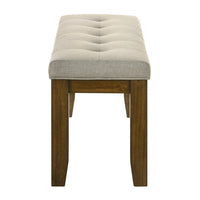 Liyo Dining Bench, Tufted Beige Upholstery Seat, Brown Wood, 48 Inch - BM340173