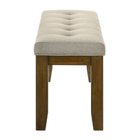 Liyo Dining Bench, Tufted Beige Upholstery Seat, Brown Wood, 48 Inch - BM340173