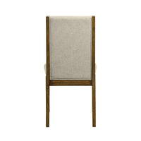 Liyo Set of 2 Side Dining Chairs, Brown Wood Frame, Beige Fabric Seating - BM340174
