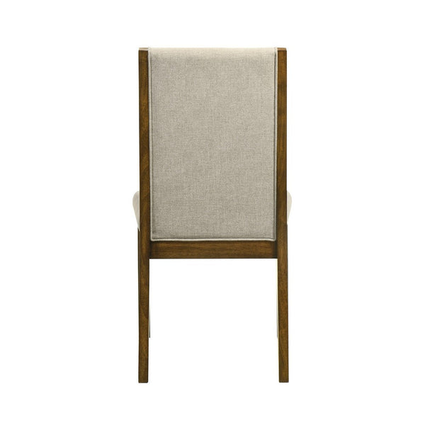 Liyo Set of 2 Side Dining Chairs, Brown Wood Frame, Beige Fabric Seating - BM340174