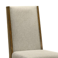 Liyo Set of 2 Side Dining Chairs, Brown Wood Frame, Beige Fabric Seating - BM340174