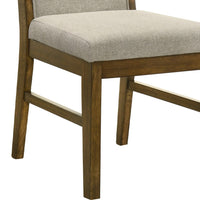 Liyo Set of 2 Side Dining Chairs, Brown Wood Frame, Beige Fabric Seating - BM340174