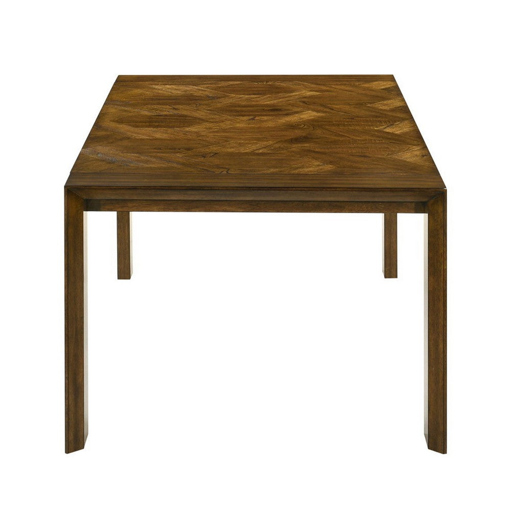 Liyo Dining Table, 71 Inch Rectangular Brown Wood Top, Block Legs - BM340175