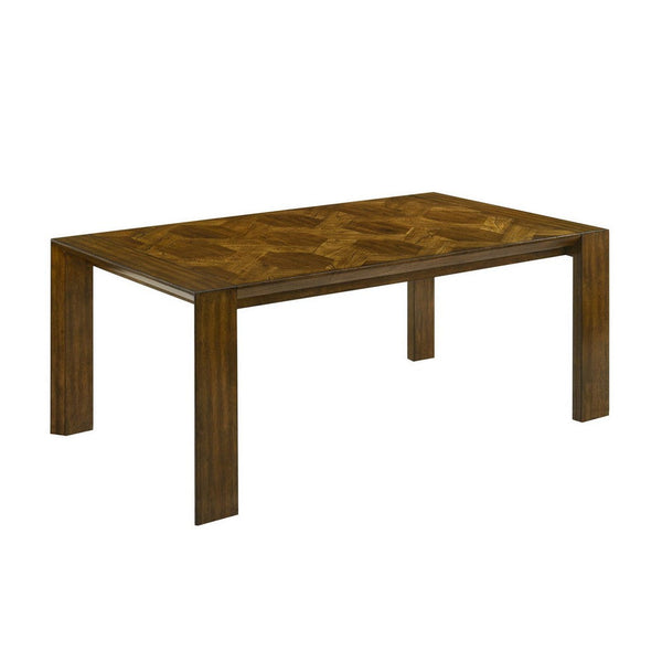 Liyo Dining Table, 71 Inch Rectangular Brown Wood Top, Block Legs - BM340175