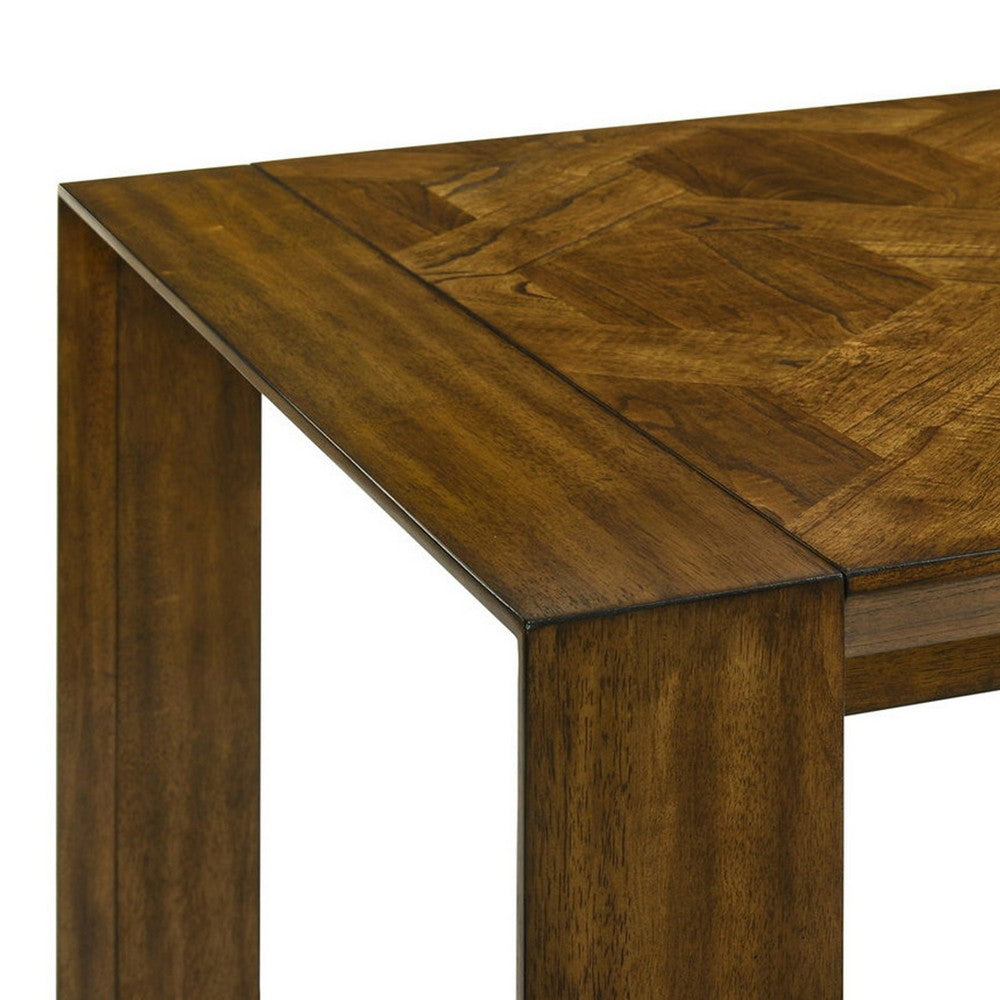 Liyo Dining Table, 71 Inch Rectangular Brown Wood Top, Block Legs - BM340175