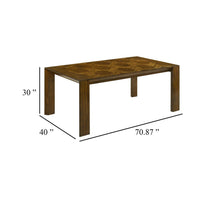Liyo Dining Table, 71 Inch Rectangular Brown Wood Top, Block Legs - BM340175