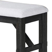 Riby 48 Inch Dining Bench, Black Wood Body, Gray Linen Padded Seat - BM340176