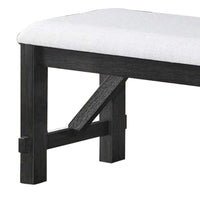 Riby 48 Inch Dining Bench, Black Wood Body, Gray Linen Padded Seat - BM340176