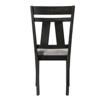 Riby Dining Chair Set of 2, Black Wood Frame, Gray Linen Seating - BM340177