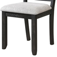 Riby Dining Chair Set of 2, Black Wood Frame, Gray Linen Seating - BM340177
