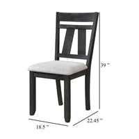 Riby Dining Chair Set of 2, Black Wood Frame, Gray Linen Seating - BM340177