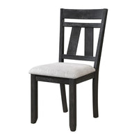 Riby Dining Chair Set of 2, Black Wood Frame, Gray Linen Seating - BM340177