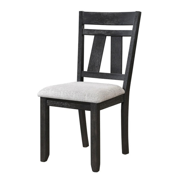Riby Dining Chair Set of 2, Black Wood Frame, Gray Linen Seating - BM340177