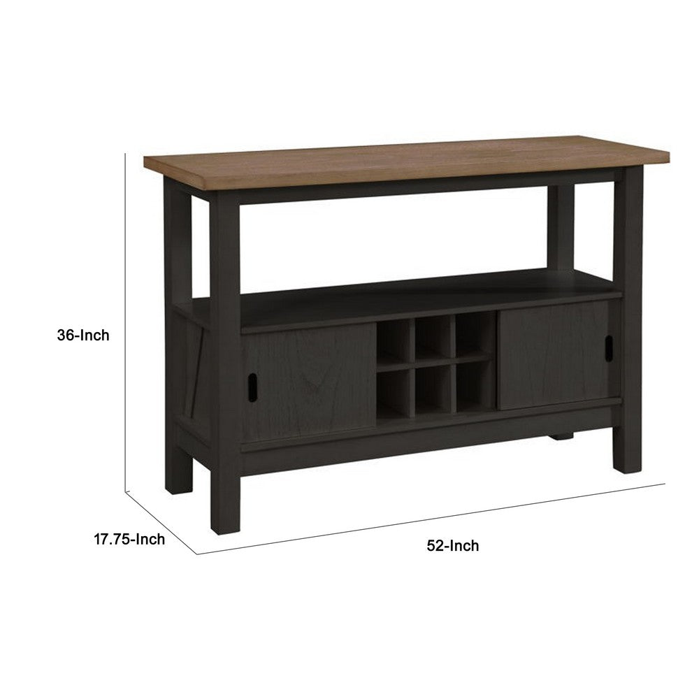 Riby Sideboard Buffet Server Cabinet, Wine Racks, 2 Doors, Black 52 Inch - BM340178